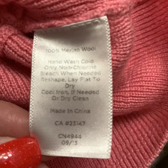 Talbots pink crew neck long sleeve merino wool knit sweater MED - Picture 12 of 16